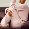 Kaschmir-Hose „Northstar“ mit High-Waist und geradem Bein – Frosted Pink
