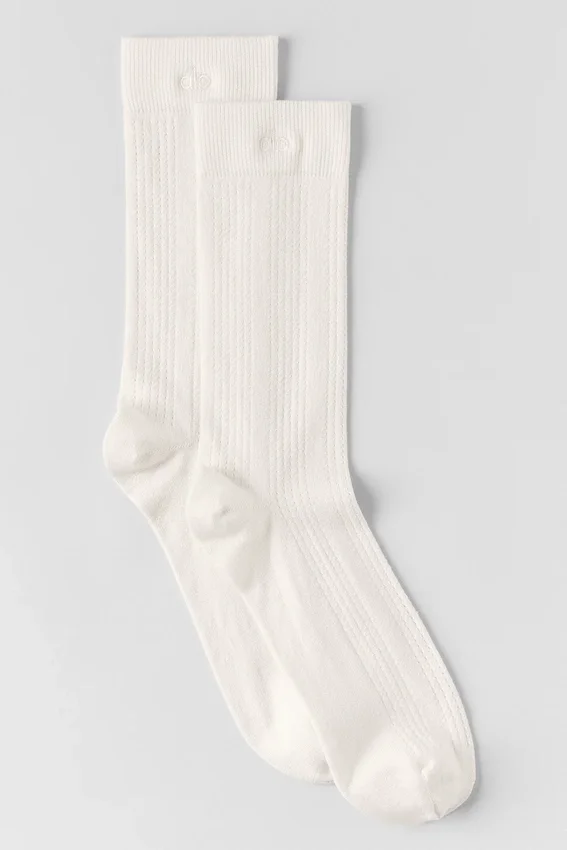 Kaschmir-Netz-Socken – Elfenbein