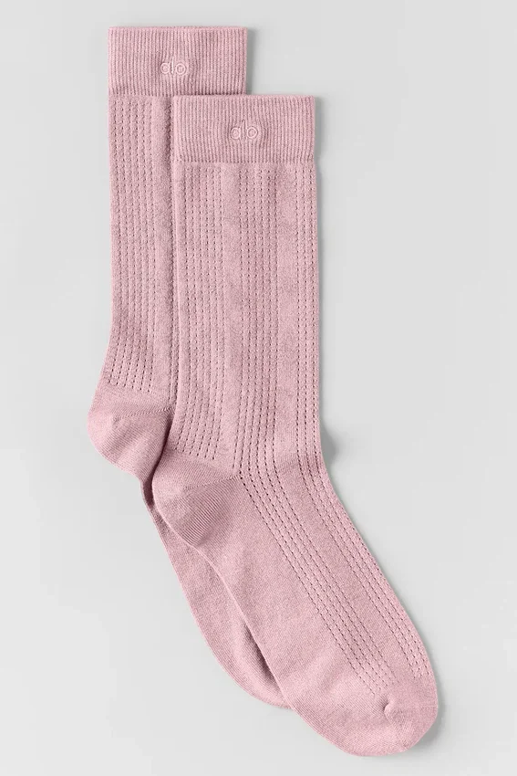 Kaschmir-Netz-Socken – Vintage-Pink