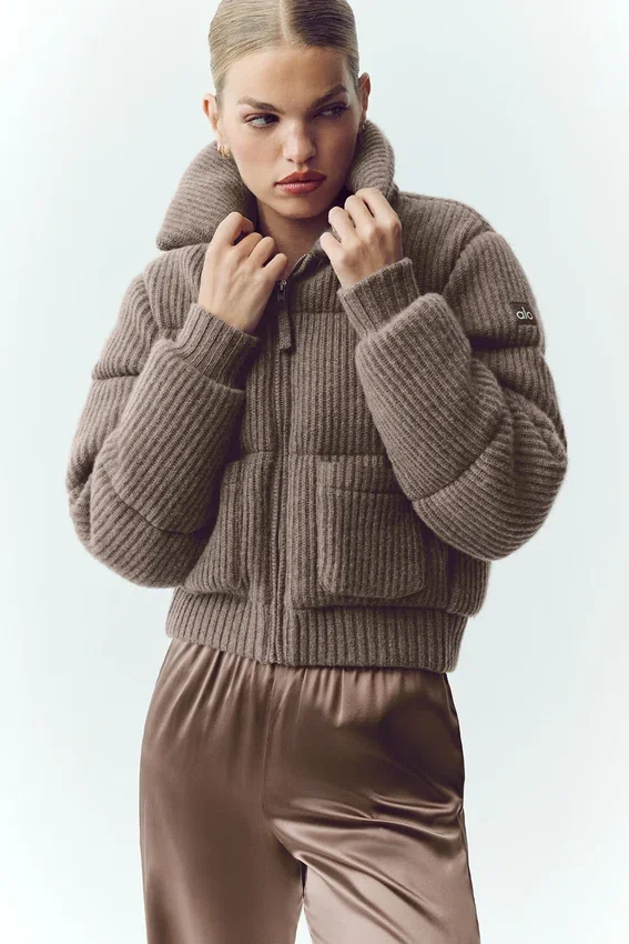 Kaschmir-Northstar-Pullover-Daunenjacke – Alpine Cocoa Heather