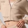 Kaschmir-Plüsch-Waffel-Hoodie mit durchgehendem Reißverschluss – Macadamia Blush