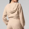 Kaschmir-Plüsch-Waffel-Hoodie mit durchgehendem Reißverschluss – Macadamia Blush