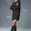 Kaschmir-Plüsch-Waffel-Kleid – Dunkelgrau meliert