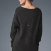 Kaschmir-Plüsch-Waffel-Kleid – Dunkelgrau meliert