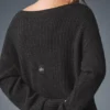 Kaschmir-Plüsch-Waffel-Kleid – Dunkelgrau meliert