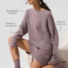 Kaschmir-Plüsch-Waffel-Kleid – Pilzgrau meliert