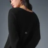 Kaschmir-Plüsch-Waffel-Kleid – Schwarz