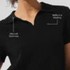 Kaschmir-Plüsch-Waffel-Polo-T-Shirt – Schwarz