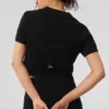 Kaschmir-Plüsch-Waffel-Polo-T-Shirt – Schwarz