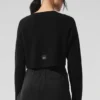 Kaschmir-Plüsch-Waffel-Strickjacke – Schwarz