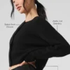 Kaschmir-Plüsch-Waffel-Strickjacke – Schwarz