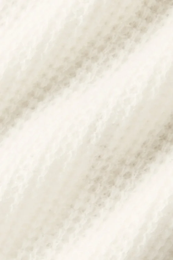 Kaschmir-Plüsch-Waffelpolo-T-Shirt – Elfenbein
