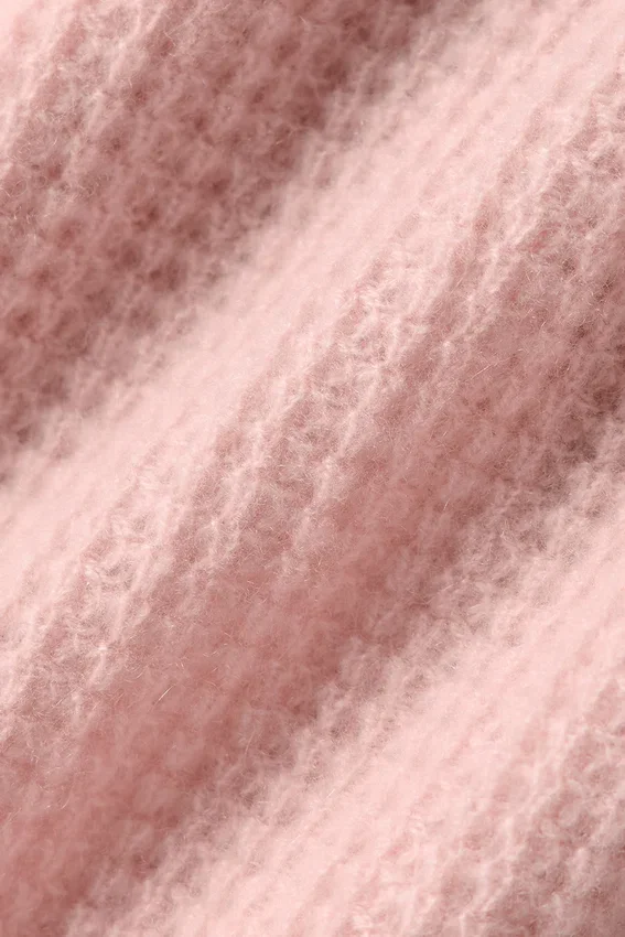 Kaschmir-Polo-Shirt mit Plüsch-Waffelstruktur – Pink Quartz