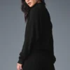 Kaschmir-Pullover mit Rollkragen und Waffelstruktur – Schwarz