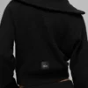 Kaschmir-Pullover mit Waffelstruktur und 1/4-Reißverschluss – Schwarz