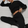 Kaschmir-Pullover mit Waffelstruktur und 1/4-Reißverschluss – Schwarz