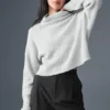 Kaschmir-Pullover mit Waffelstruktur und Rollkragen – Athletic Heather Grey