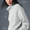 Kaschmir-Pullover mit Waffelstruktur und Rollkragen – Athletic Heather Grey