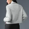 Kaschmir-Pullover mit Waffelstruktur und Rollkragen – Athletic Heather Grey