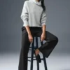 Kaschmir-Pullover mit Waffelstruktur und Rollkragen – Athletic Heather Grey