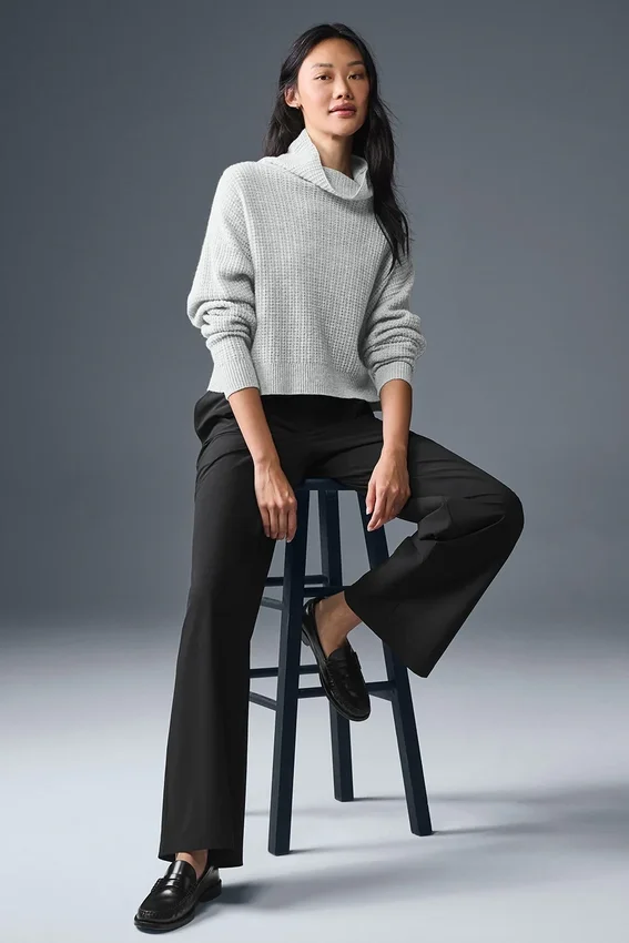 Kaschmir-Pullover mit Waffelstruktur und Rollkragen – Athletic Heather Grey