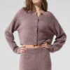 Kaschmir-Strickjacke mit Waffelstruktur – Mushroom Heather