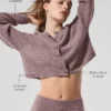 Kaschmir-Strickjacke mit Waffelstruktur – Mushroom Heather