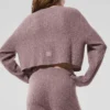Kaschmir-Strickjacke mit Waffelstruktur – Mushroom Heather