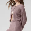 Kaschmir-Strickjacke mit Waffelstruktur – Mushroom Heather