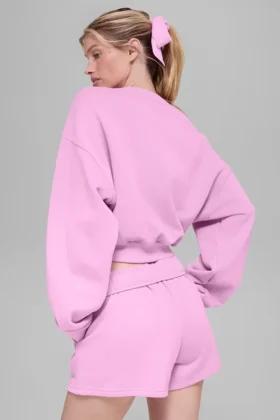 Kürzer „Accolade“-Pullover mit Rundhalsausschnitt – Candy-Heart-Pink