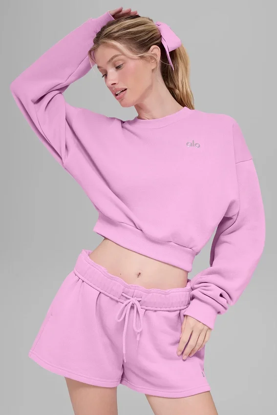 Kürzer „Accolade“-Pullover mit Rundhalsausschnitt – Candy-Heart-Pink