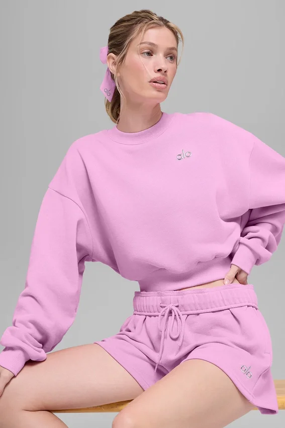 Kürzer „Accolade“-Pullover mit Rundhalsausschnitt – Candy-Heart-Pink