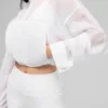 Kürzer „Aerial“-Pullover mit 1/4-Reißverschluss – Weiß