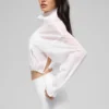 Kürzer „Aerial“-Pullover mit 1/4-Reißverschluss – Weiß