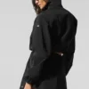 Kürzer Alumni-Pullover mit 1/4-Reißverschluss – Schwarz
