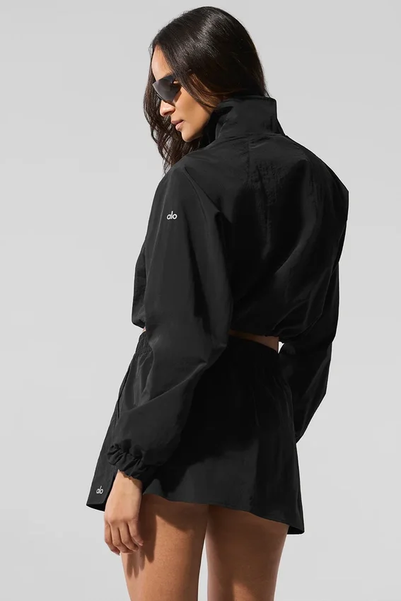 Kürzer Alumni-Pullover mit 1/4-Reißverschluss – Schwarz