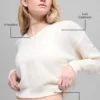 Kürzer „New Class“-Pullover mit V-Ausschnitt aus Wolle und Kaschmir – Elfenbein
