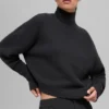 Kürzer „New Class“-Rollkragen-Pullover aus Wolle und Kaschmir – Schwarz