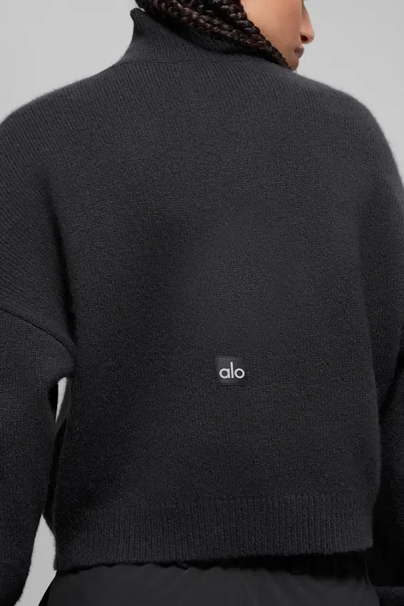 Kürzer „New Class“-Rollkragen-Pullover aus Wolle und Kaschmir – Schwarz