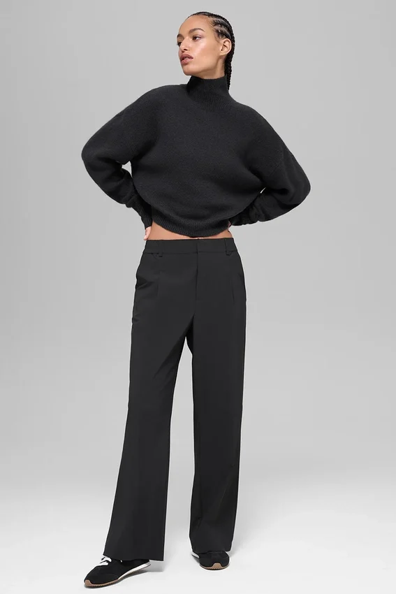 Kürzer „New Class“-Rollkragen-Pullover aus Wolle und Kaschmir – Schwarz