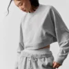 Kürzer Sway-Pullover mit Rundhalsausschnitt – Athletic Heather Grey