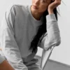 Kürzer Sway-Pullover mit Rundhalsausschnitt – Athletic Heather Grey