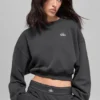 Kürzere „Accolade“-Rundhals-Bluse – Anthrazit