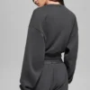 Kürzere „Accolade“-Rundhals-Bluse – Anthrazit