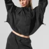 Kürzere „Game Time“-Jacke mit durchgehendem Reißverschluss – Schwarz