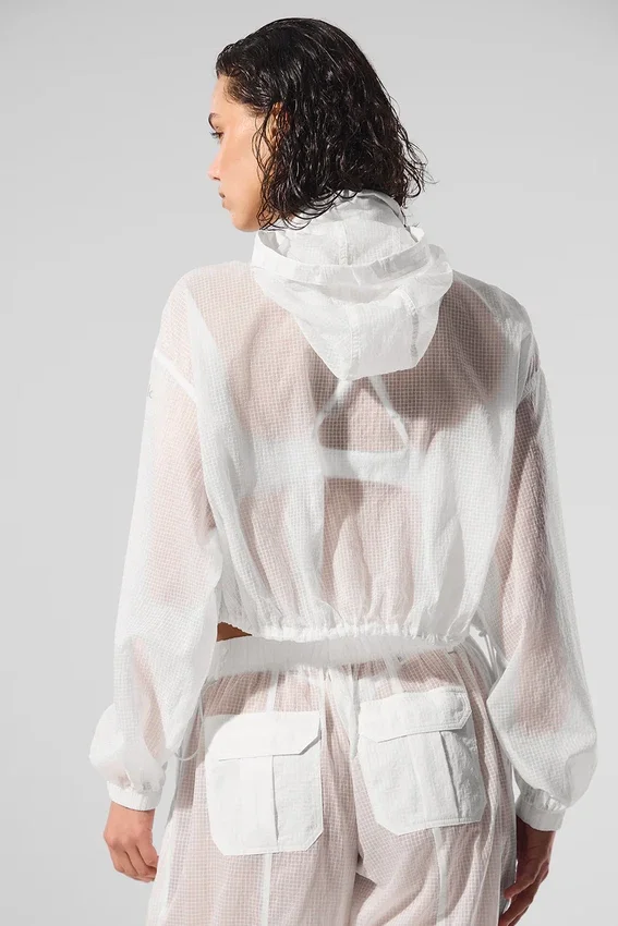 Kürzere „Game Time“-Jacke mit durchgehendem Reißverschluss – Weiß