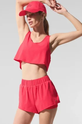 Kürziges Sport Star Top – Candy Red