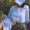 Kürzliches „Unmatched“-Langarmshirt – Helles Provence-Blau