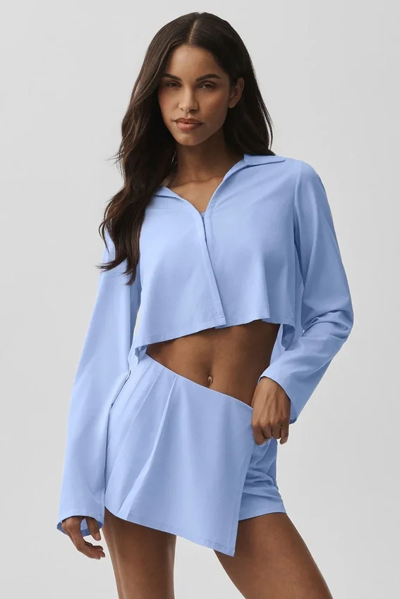 Kürzliches „Unmatched“-Langarmshirt – Helles Provence-Blau