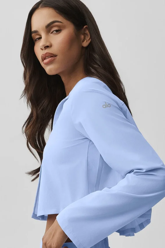 Kürzliches „Unmatched“-Langarmshirt – Helles Provence-Blau